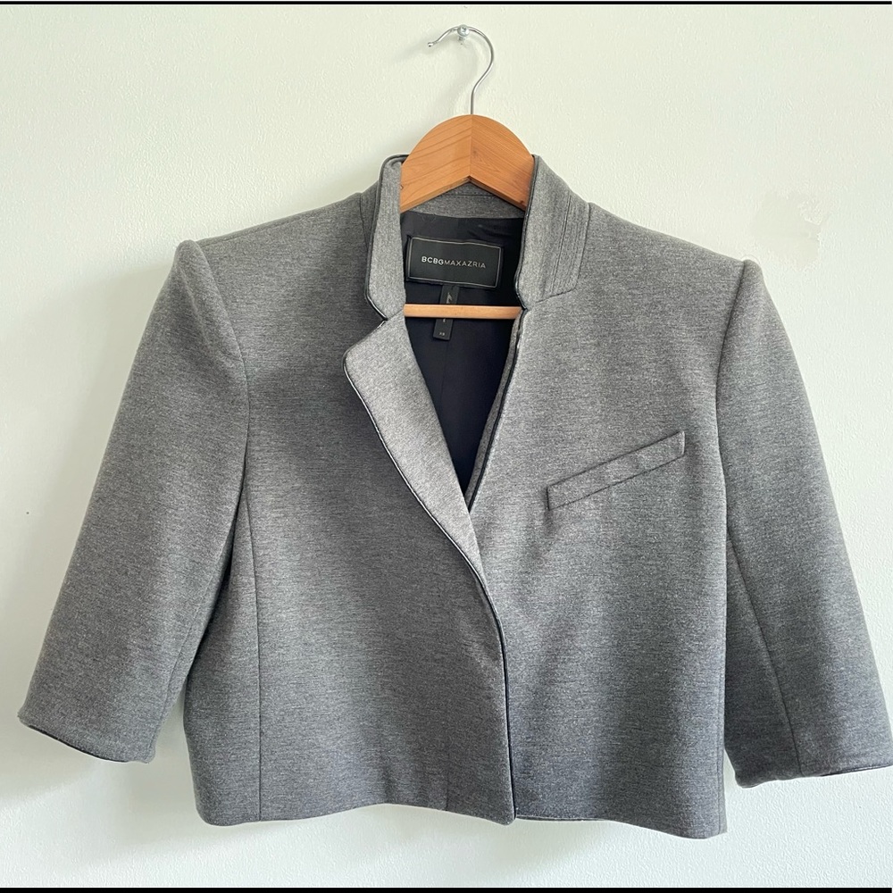 BCBG max azria heather grey cropped jacket